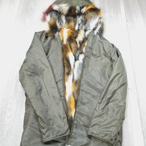 Reason Jacket Olive Green Faux-Fur  2 pieces Size L